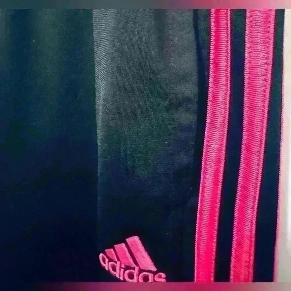 Adidas Youth Tall Size Large/14, Classic Tricot Jogger, Black with Pink Stripes - Picture 5 of 14